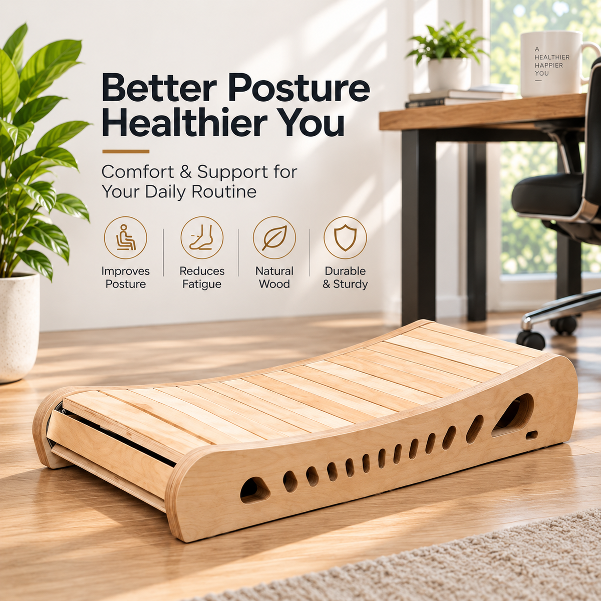 Moozan Under-Desk Walking Pad – Manual, Motor-Free Treadmill